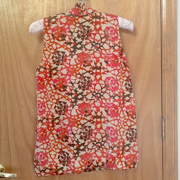 Michael Kors Small Sleeveless Cowl Neck Blouse Shirt Pink Orange Gray Pattern - Picture 2 of 5